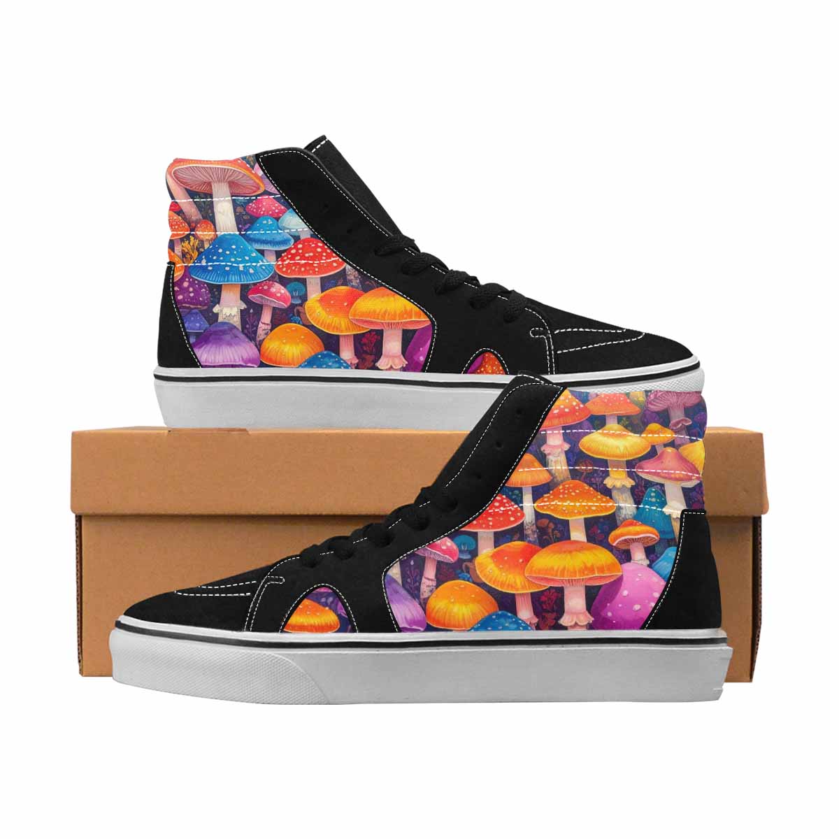 MEN'S Mushrooms High Top Canvas Graphic Print Dreamcore Custom Print Sneakers