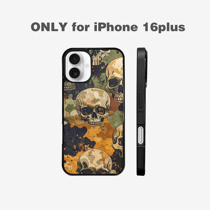 iPhone 16 Plus Case — Military Camo Skull Custom, Unique Phone Case Design