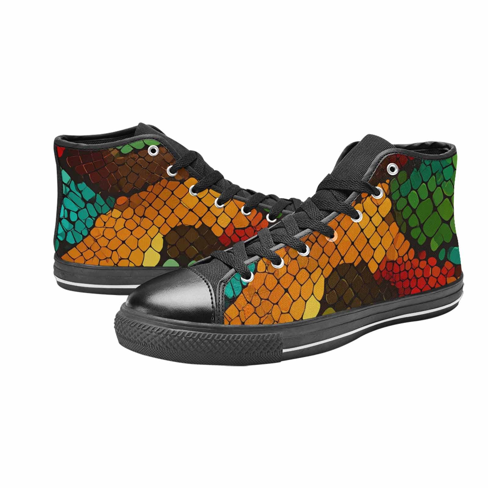 MEN'S Dark Snake Print High Top Canvas Aesthetic Shoes