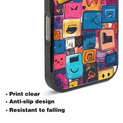 iPhone 15 Pro Max Case — Hand Drawn Icon Doodle Pattern Hundreds, Personalized Phone Case