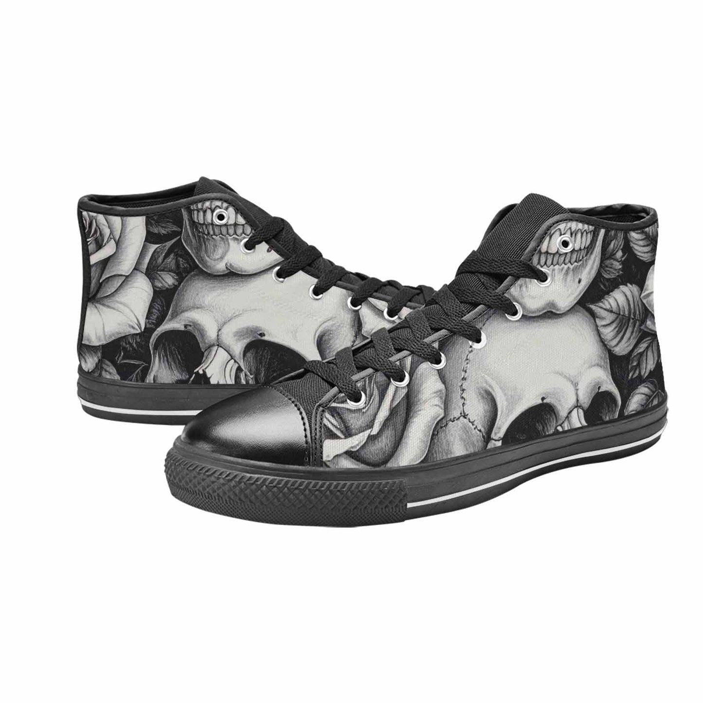MEN'S Skulls Roses Pen Ink High Top Canvas Vivid Sneakers