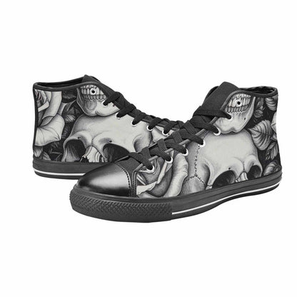 MEN'S Skulls Roses Pen Ink High Top Canvas Vivid Sneakers