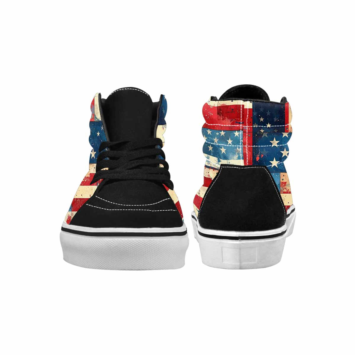 WOMEN'S American Flag Stars High Top Canvas Vibrant Chaos Custom Sneakers