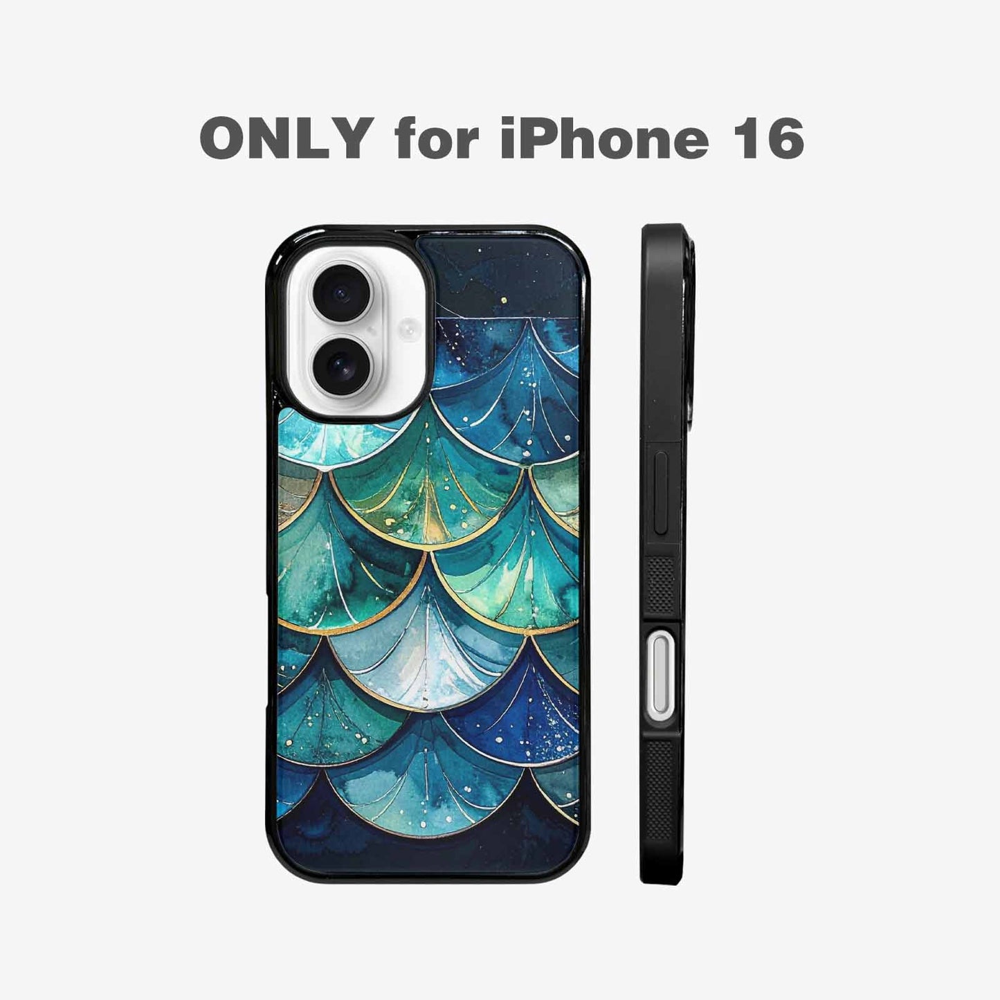 iPhone 16 Case — Mermaid Scale Art Pattern, Custom Printed Phone Case