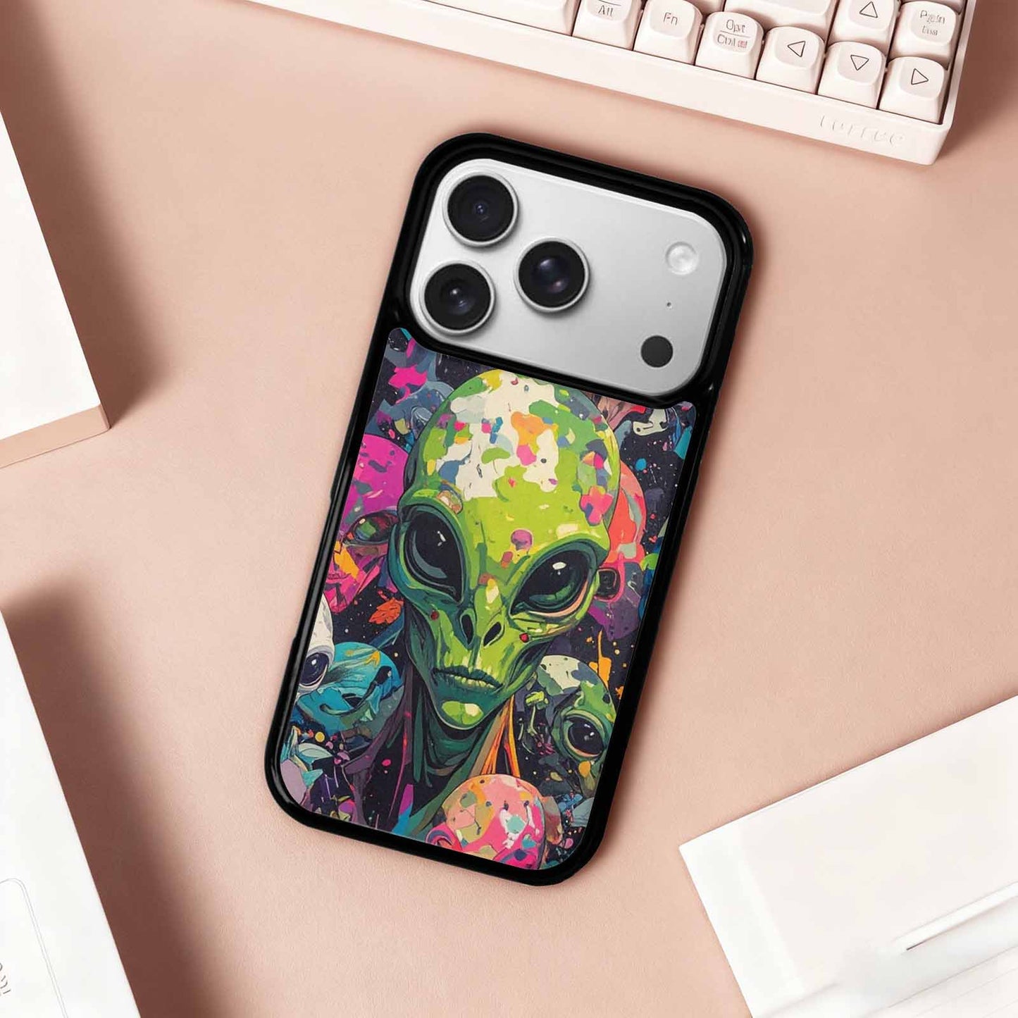 iPhone 17 Pro Case — Aliens Camo Aliens Pattern Hundreds Alien, Custom Art Phone Cover