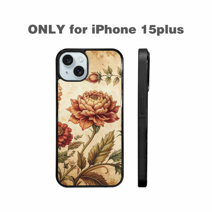 iPhone 15 Plus Case — Vintage Botanical Art Pattern, Custom Printed Phone Case
