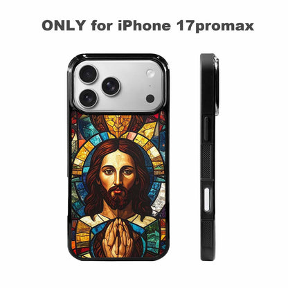 iPhone 17 Pro Max Case — Jesus Face Small Cross Original Art, Original Design Phone Case