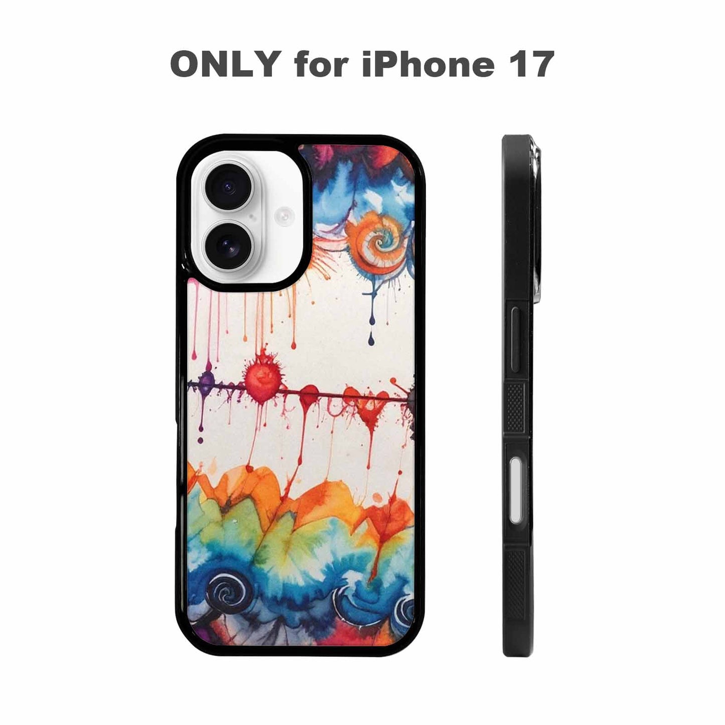 iPhone 17 Case — Tie Dye Swirls Black Tie Dye, Custom Made Phone Cover