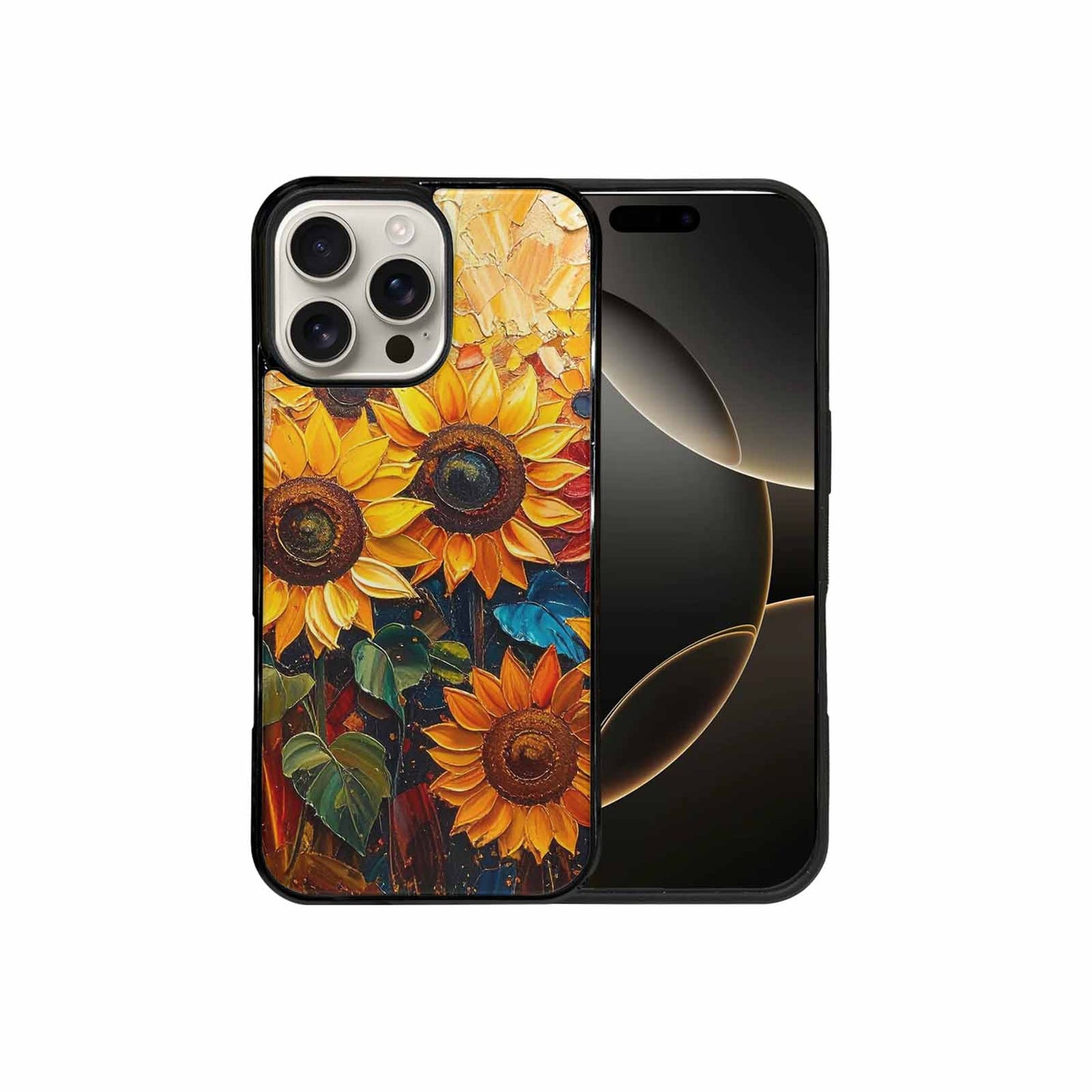 iPhone 16 Pro Max Case — Impressionist Sunflower Brushstroke Pattern Hundreds Of, Custom Phone Case