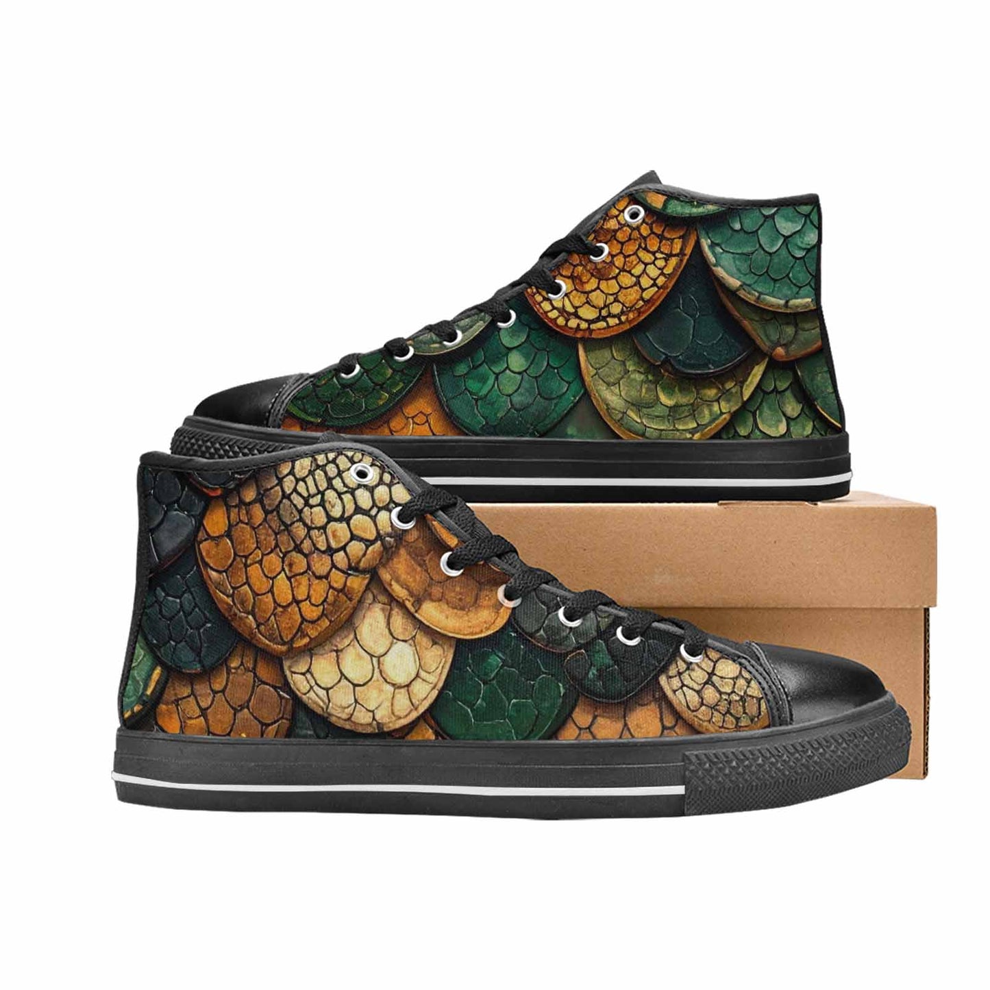MEN'S Snake Skin Reptile High Top Canvas Y2K Shoes