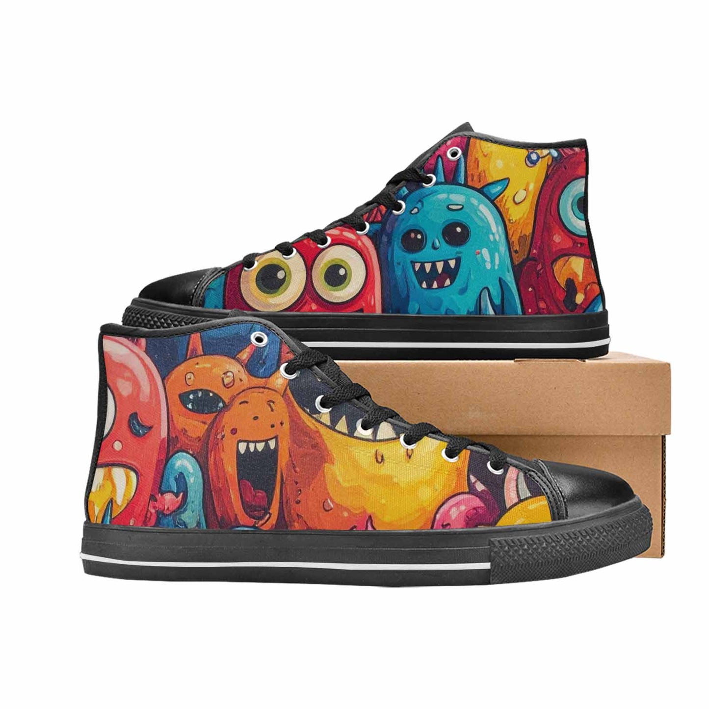 WOMEN'S Cartoon Monster Character High Top Canvas Neon Fantasy Shoes