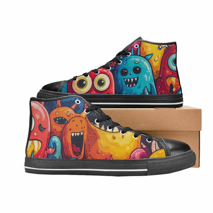 WOMEN'S Cartoon Monster Character High Top Canvas Neon Fantasy Shoes
