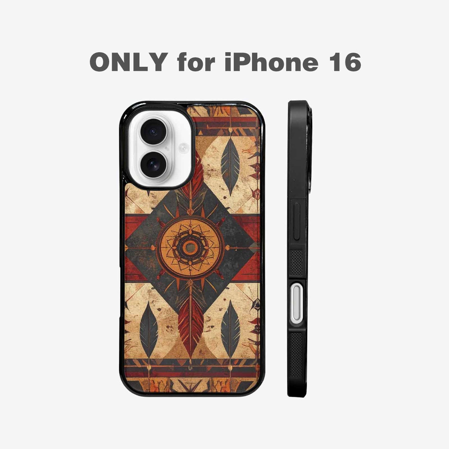 iPhone 16 Case — Native American Geometric Pattern Arrows Feathers, Custom Print Case Cover