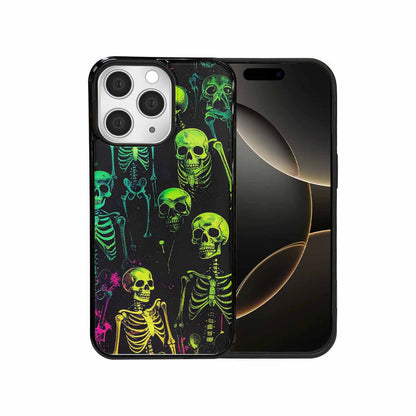 iPhone 15 Pro Max Case — Skeletons Neon Green Glowskele, Original Design Phone Case