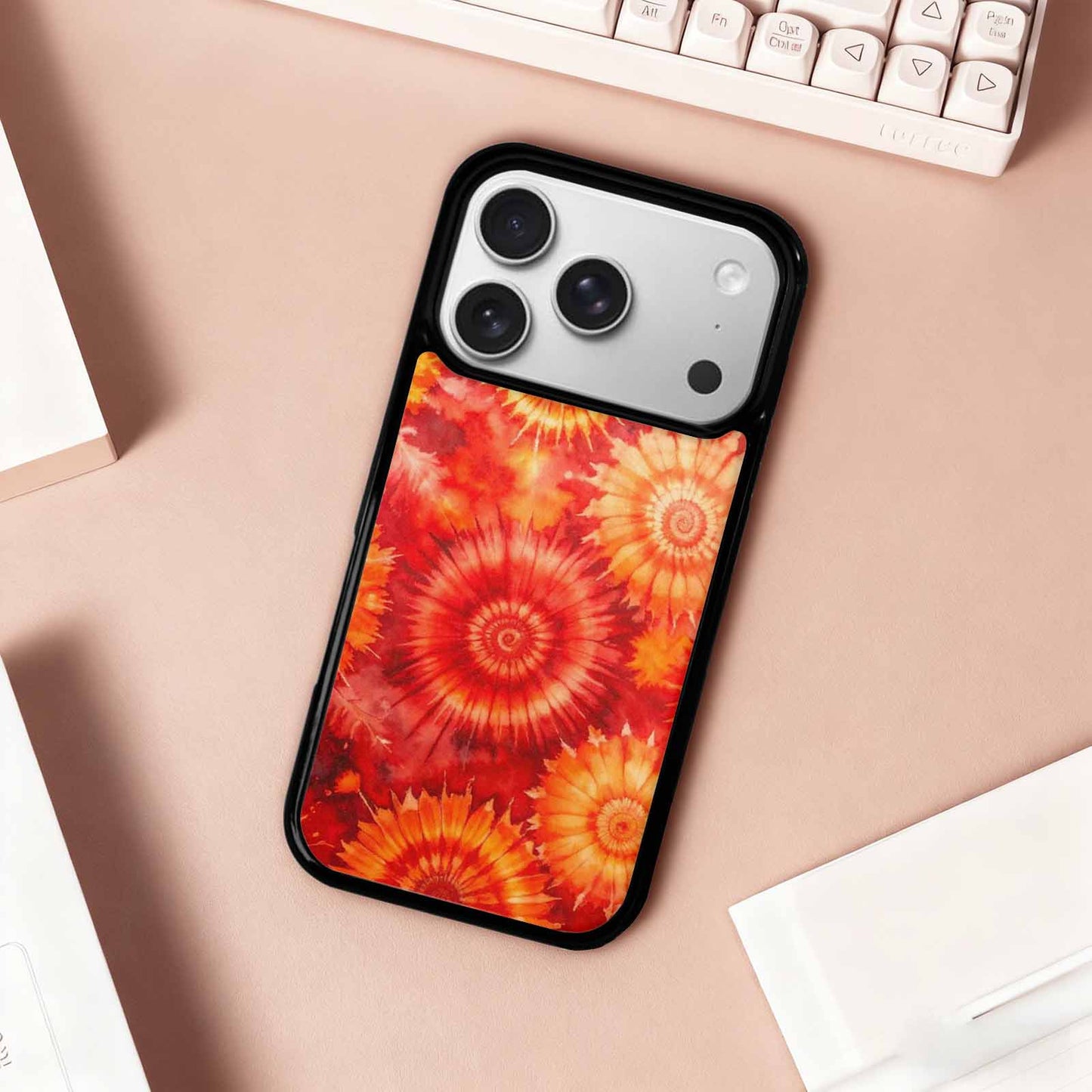 iPhone 17 Pro Case — Tie Dye Red Orange Fire Tie, Custom Art Phone Cover