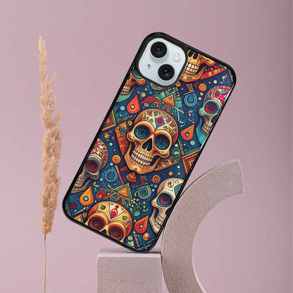 iPhone 15 Plus Case — Sacred Geometry Lots Of Skulls Seamless, Personalized Phone Case