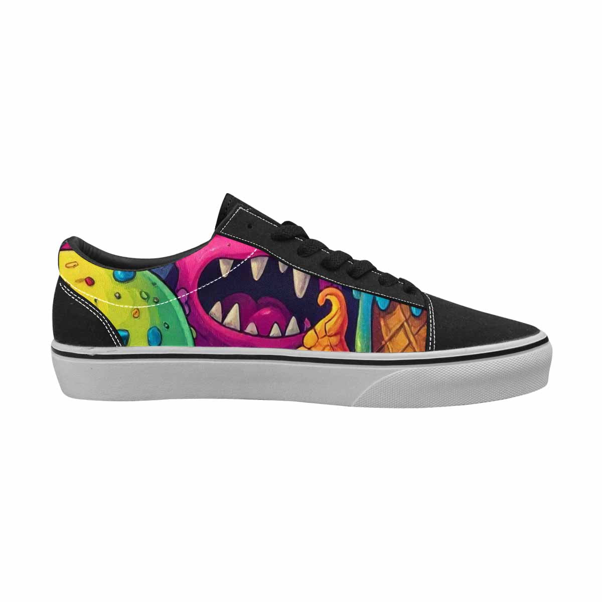 WOMEN'S Melting Ice Cream Monster Lace-Up Canvas Melting Art Custom Sneakers