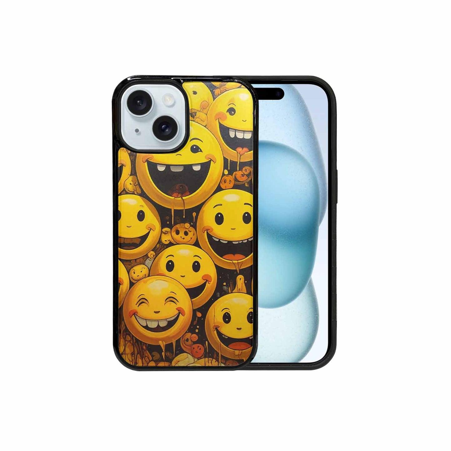 iPhone 15 Case — Melting Moon Smiley Red Splatt, Unique Phone Case Design