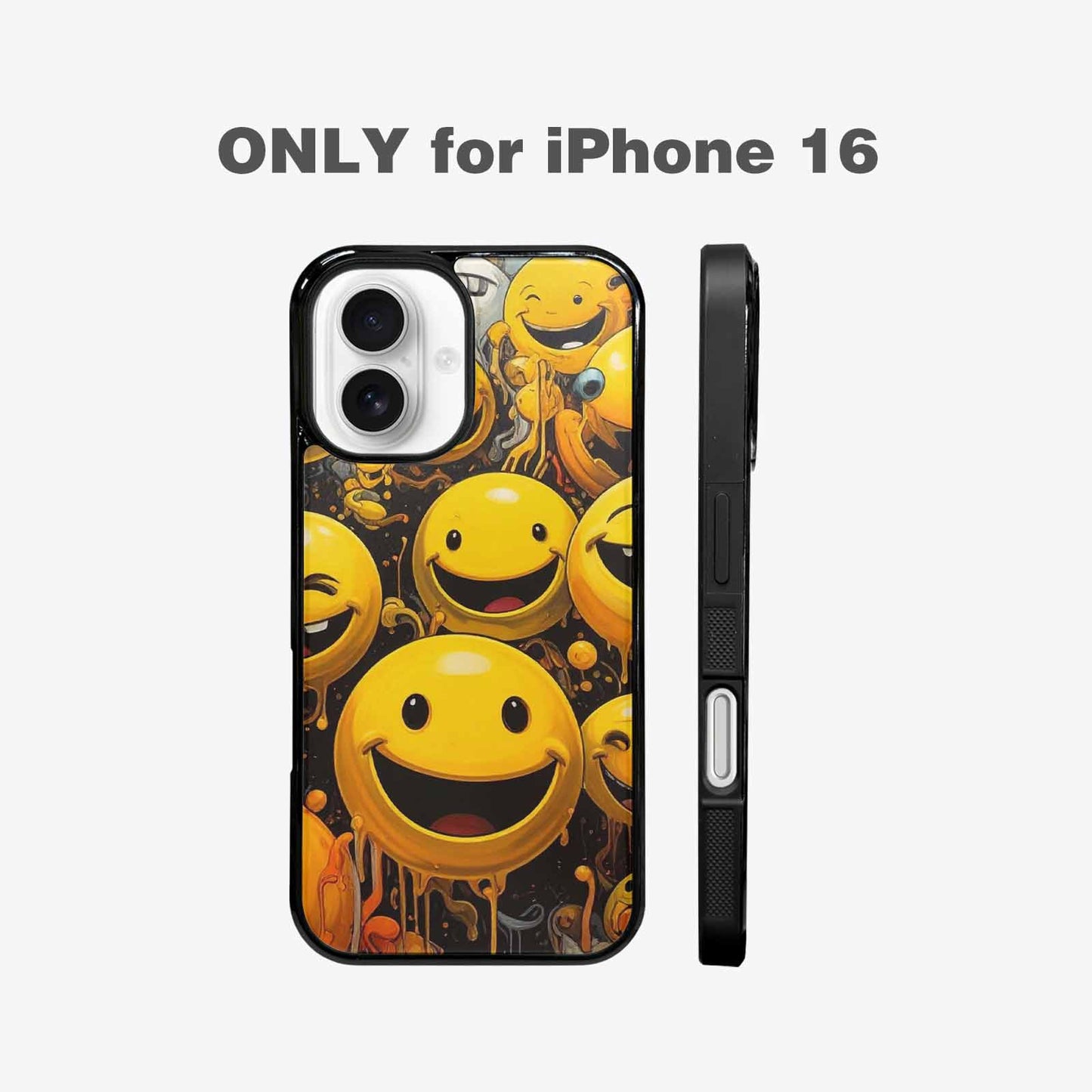 iPhone 16 Case — Melting Moon Smiley Red Splatt, Original Design Phone Case