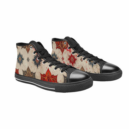 WOMEN'S Mandala High Top Canvas Vibrant Chaos Sneakers