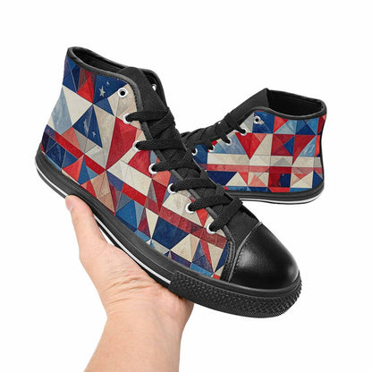 MEN'S American Flag Stars High Top Canvas Wallpaper Art Custom Sneakers