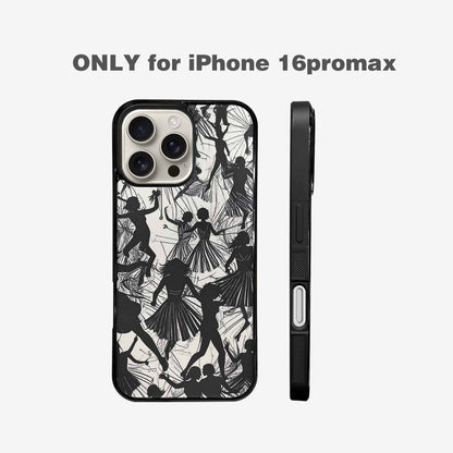iPhone 16 Pro Max Case — Bold Dancing Figure Line Art Pattern, Personalized Phone Case