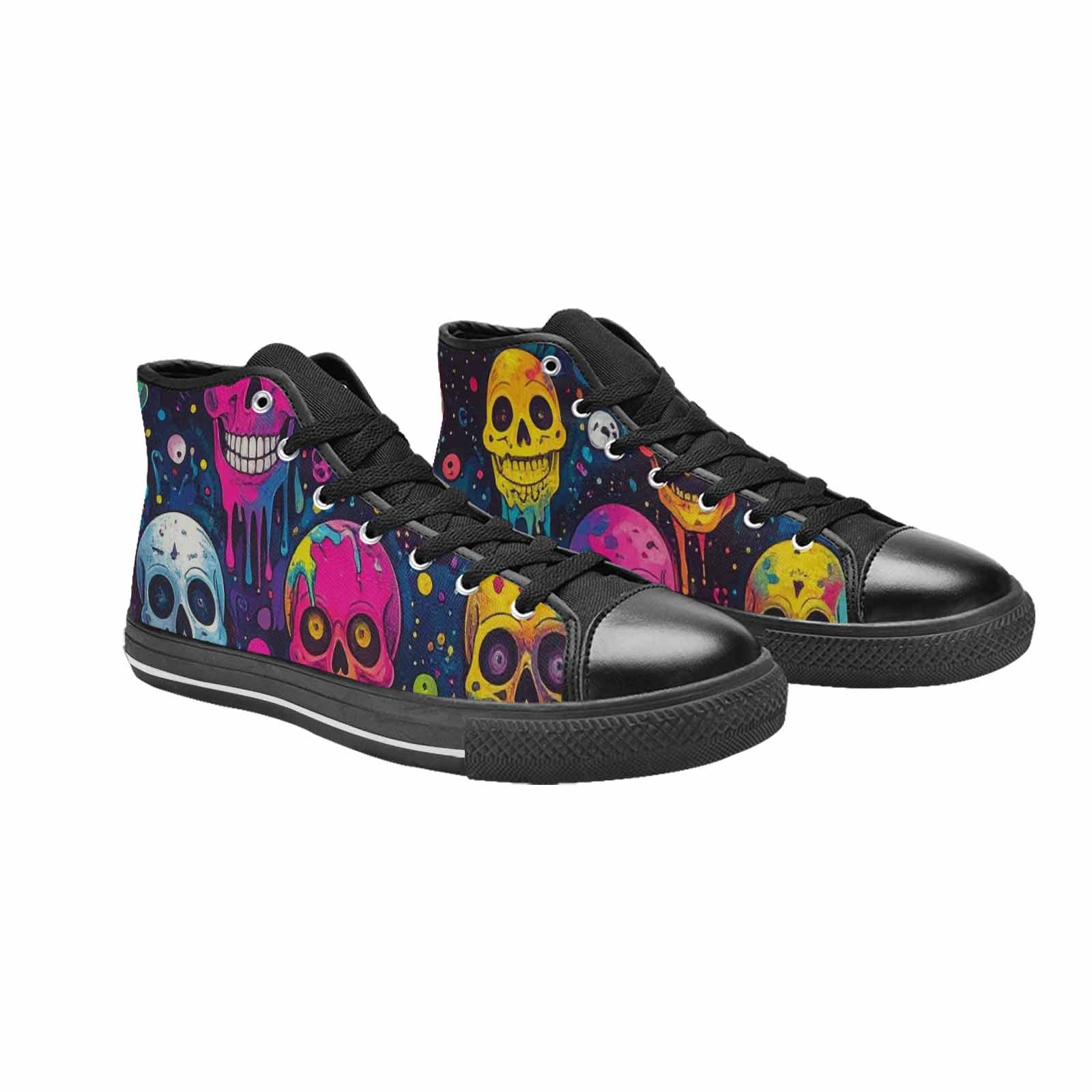 MEN'S Skeleton People Face High Top Canvas Grunge Sneakers