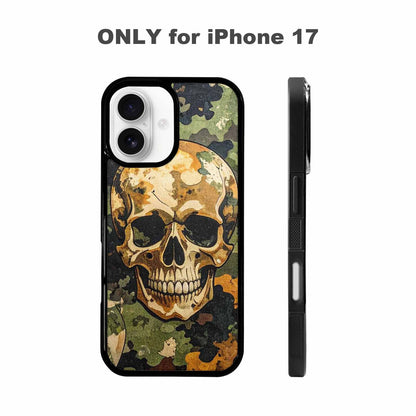 iPhone 17 Case — Military Camo Texture Combined Gothic Skulls, Original Design Phone Case