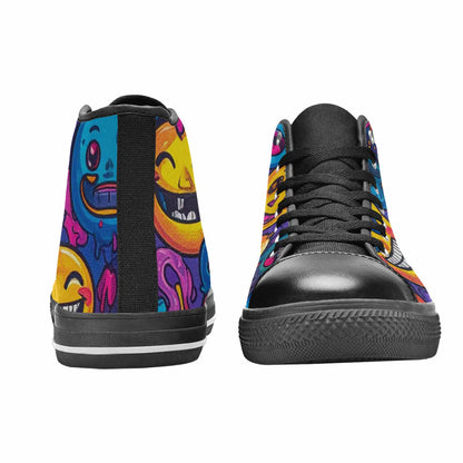 MEN'S Funny Looking Cartoon High Top Canvas Vibrant Chaos Custom Shoes