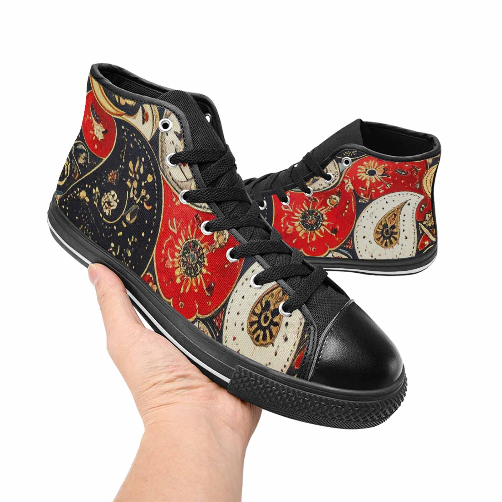 MEN'S Paisley Bandana High Top Canvas Vibrant Chaos Custom Shoes