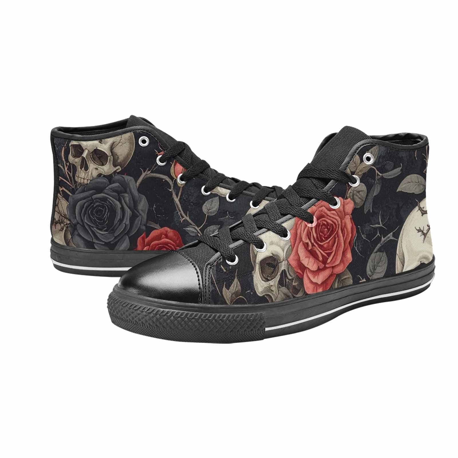 MEN'S Skulls - Roses High Top Canvas Cottagecore Custom Sneakers
