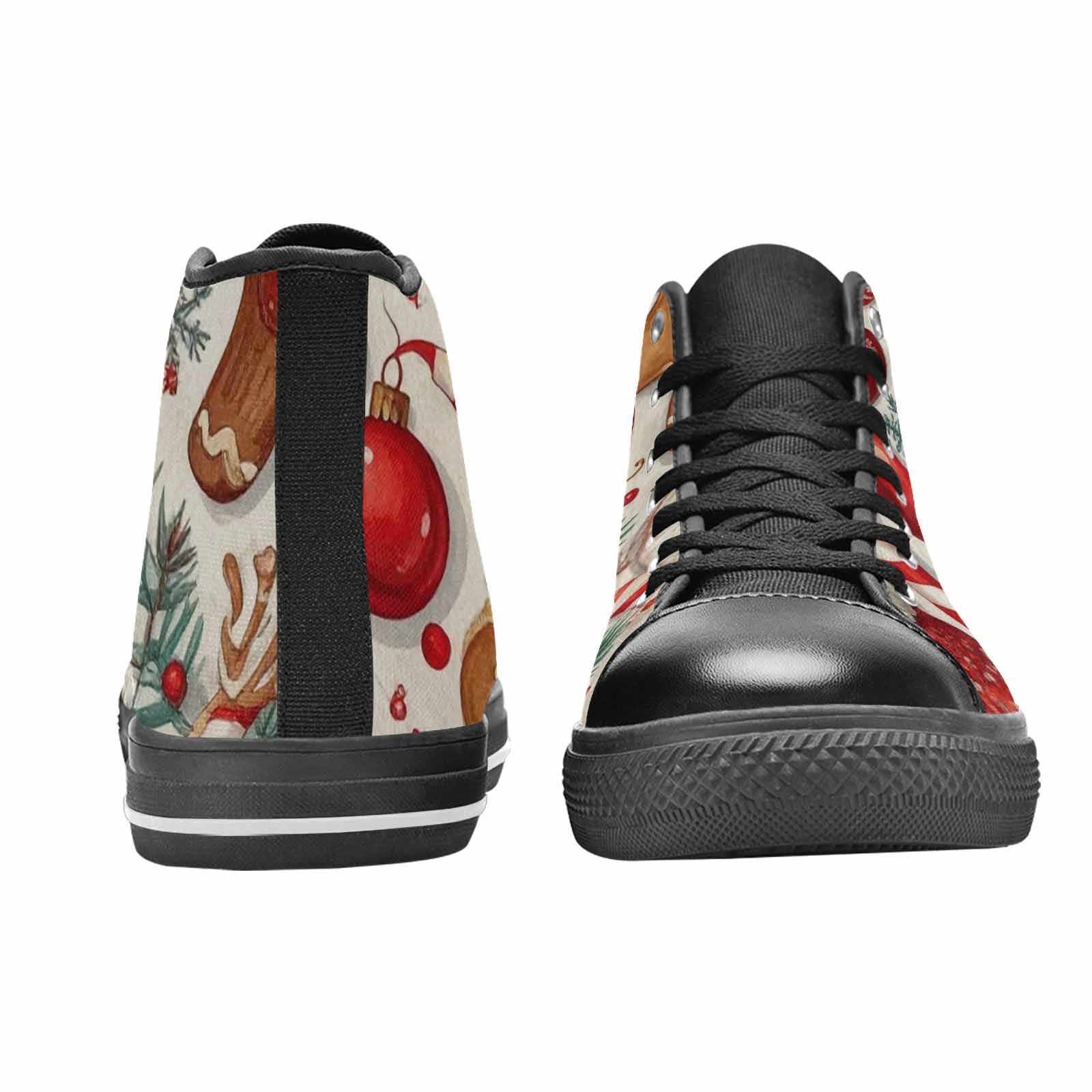 MEN'S Christmas Holly Snowflake High Top Canvas Vibrant Chaos Sneakers
