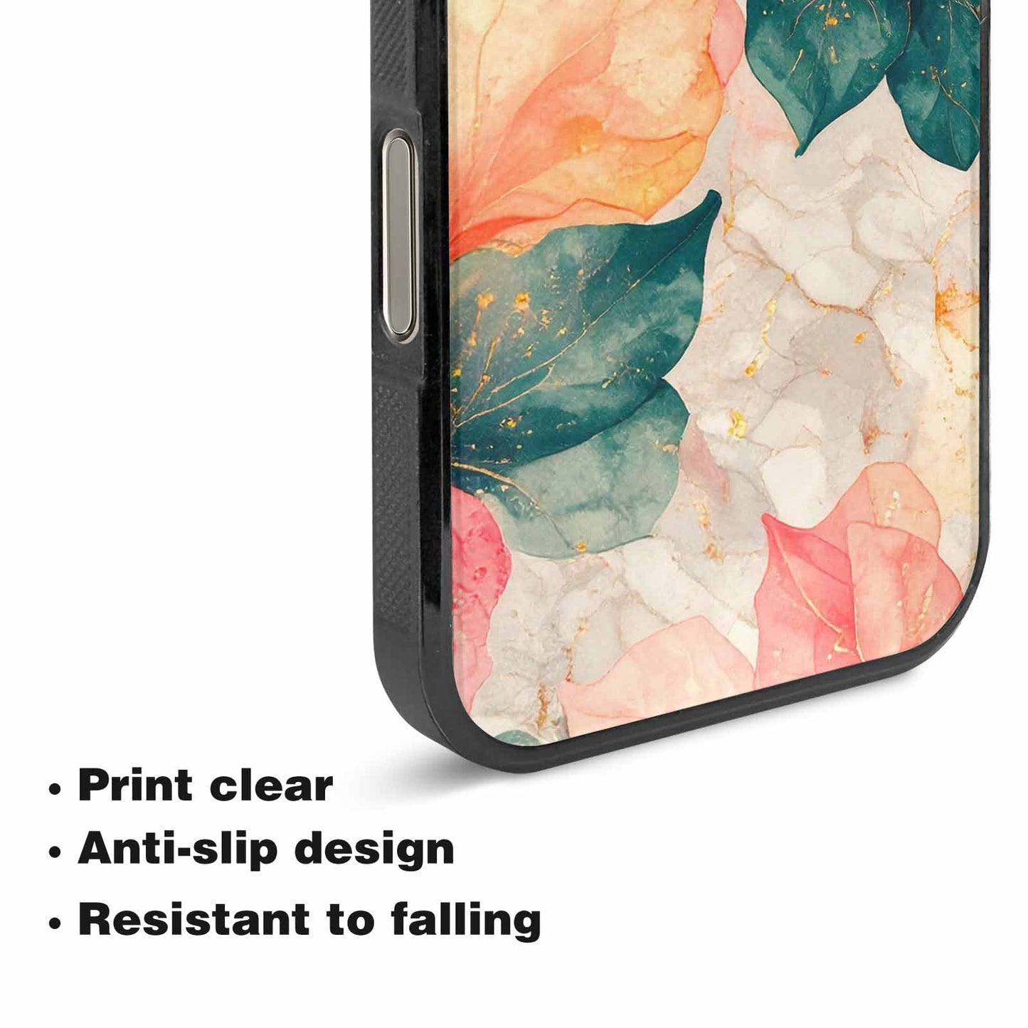 iPhone 16 Pro Case — Marble Floral, Customized Protective Case