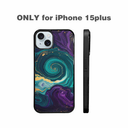 iPhone 15 Plus Case — Marbled Swirl Texture Blended With Galaxy, Original Design Phone Case