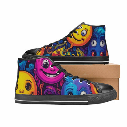 WOMEN'S Funny Looking Cartoon High Top Canvas Neon Fantasy Custom Sneakers