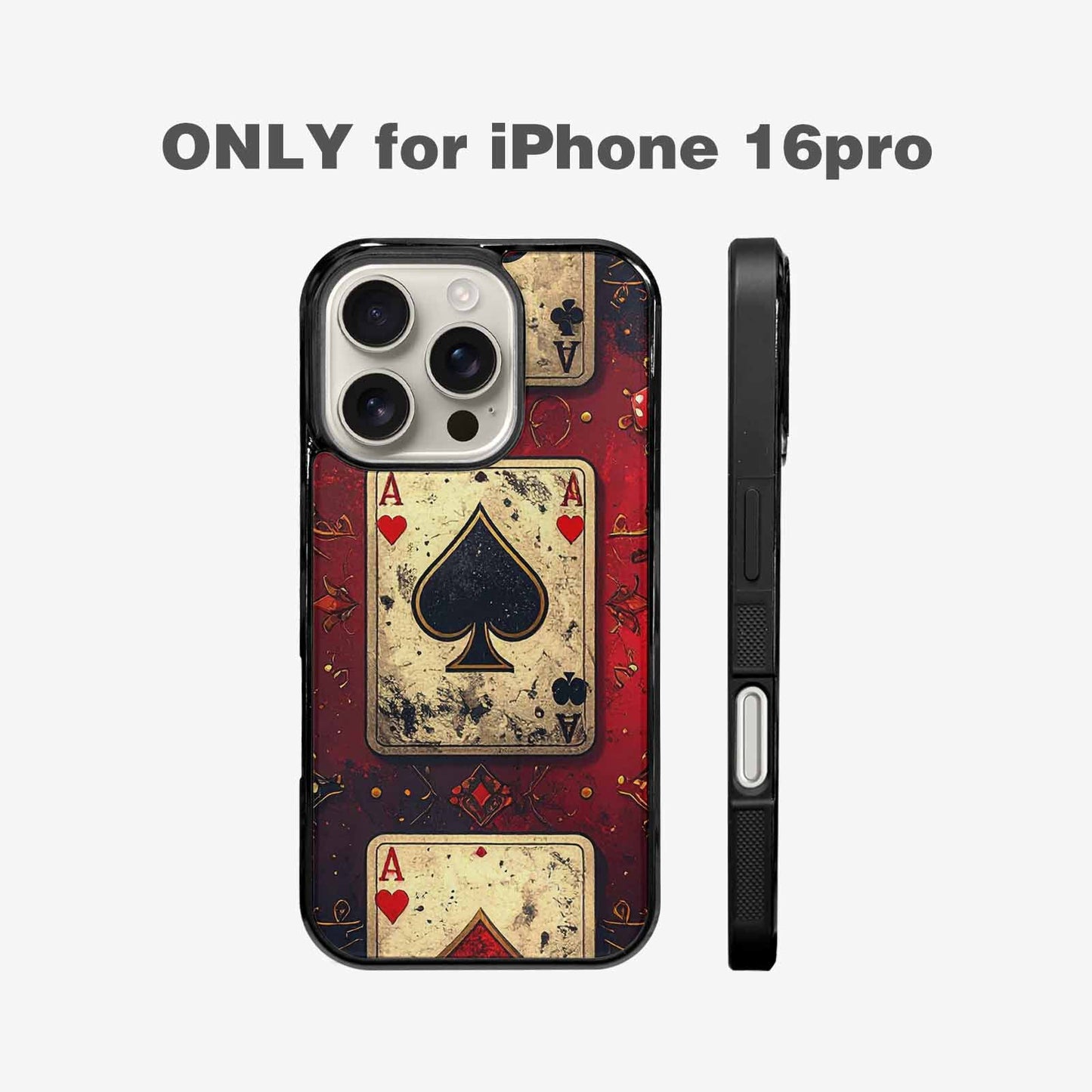 iPhone 16 Pro Case — Playing Card Suits Pattern Poker Chips, Custom Art Phone Cover