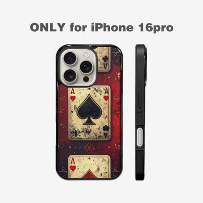 iPhone 16 Pro Case — Playing Card Suits Pattern Poker Chips, Custom Art Phone Cover