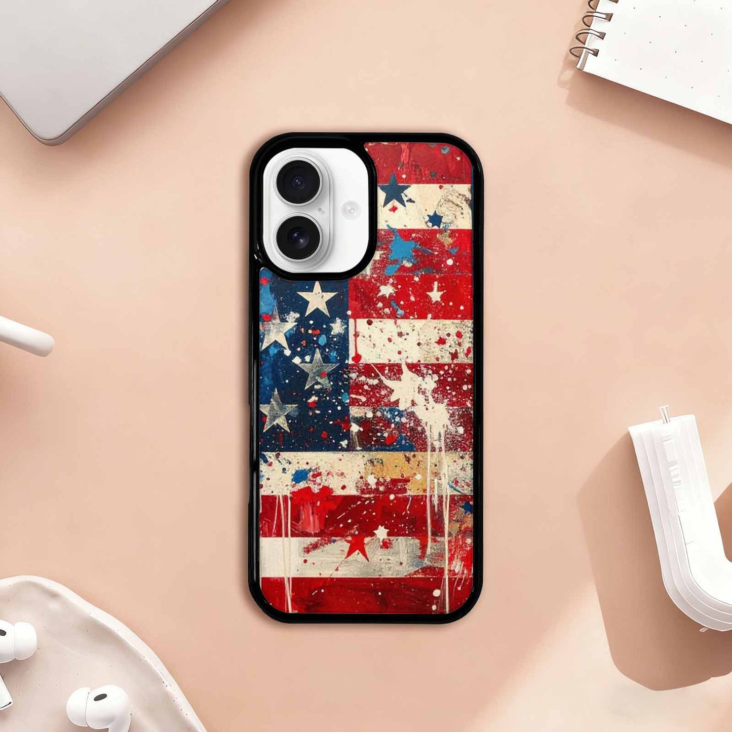 iPhone 17 Case — Patriotic Stars And Stripes Galaxy Space, Original Design Phone Case
