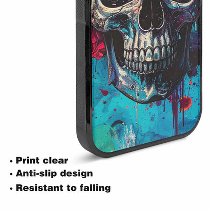 iPhone 15 Plus Case — Skulls Roses Acid Wash Custom, Original Design Phone Case
