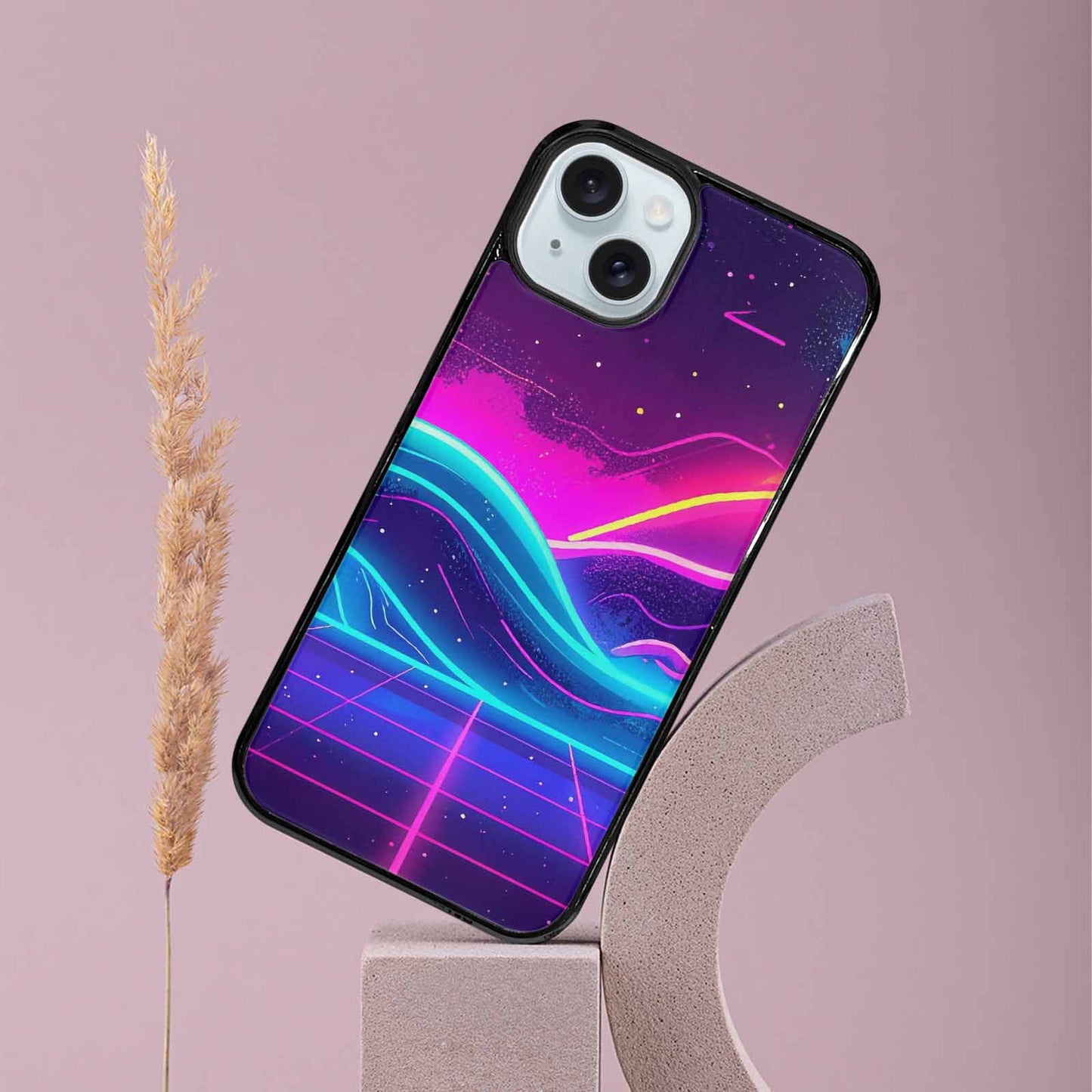 iPhone 15 Plus Case — 1980s Neon Cartoon Art Pattern, Unique Phone Case Design
