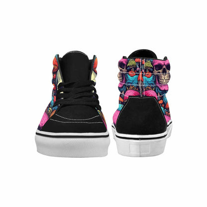 WOMEN'S Mushroom Skull High Top Canvas Vibrant Chaos Custom Sneakers