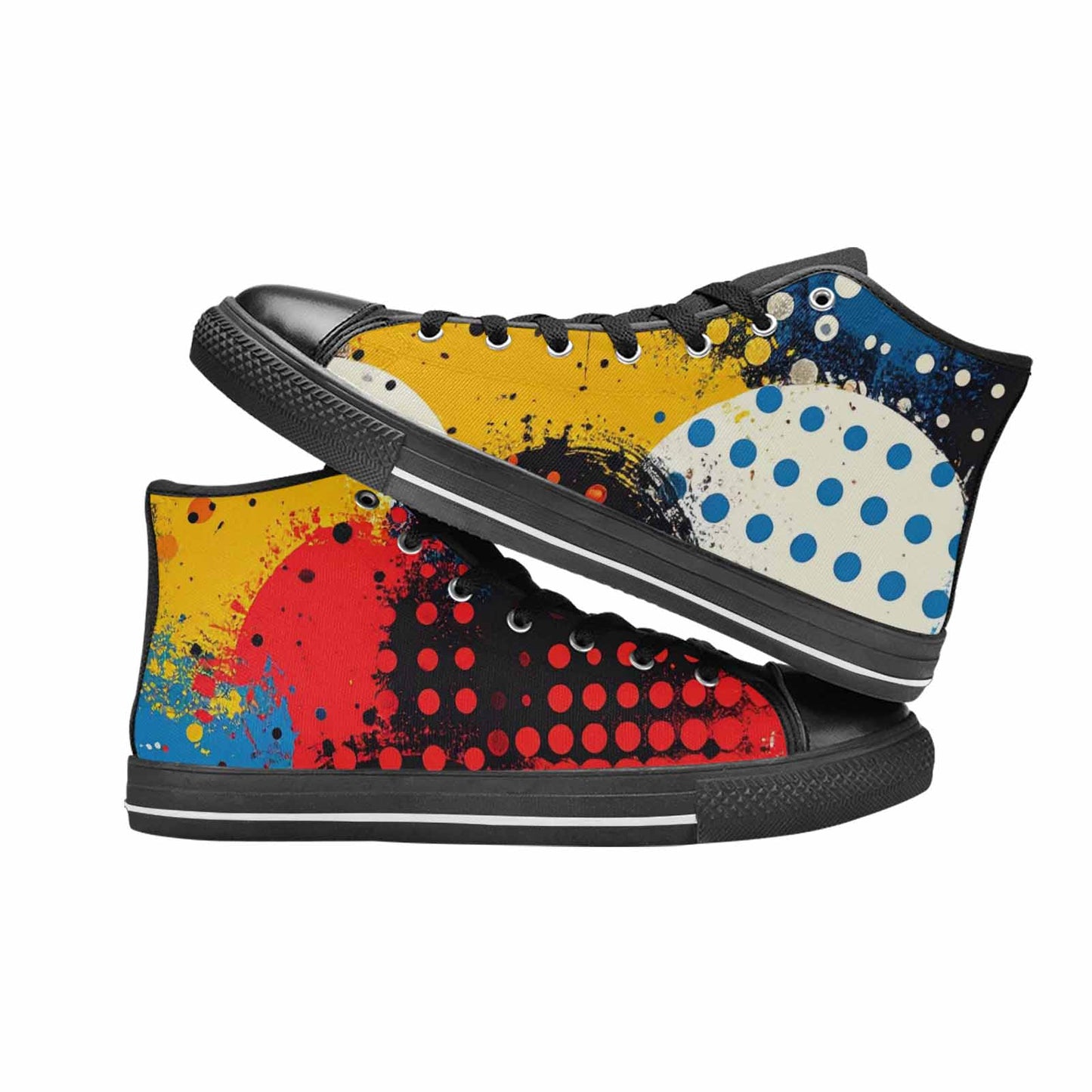 WOMEN'S Comic Book Halftone High Top Canvas Vibrant Chaos Custom Sneakers