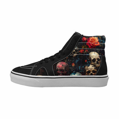 MEN'S Skulls Roses Melting Skulls High Top Canvas Grunge Custom Shoes