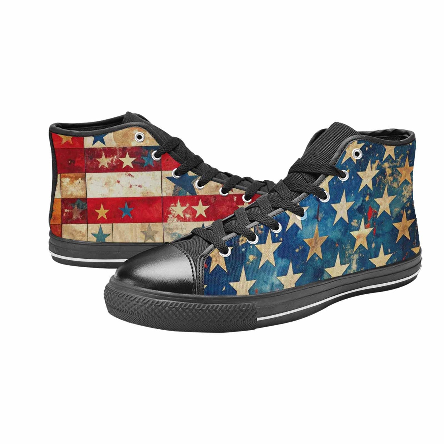 MEN'S American Flag Stars High Top Canvas Dark Academia Custom Shoes