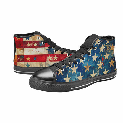 MEN'S American Flag Stars High Top Canvas Dark Academia Custom Shoes