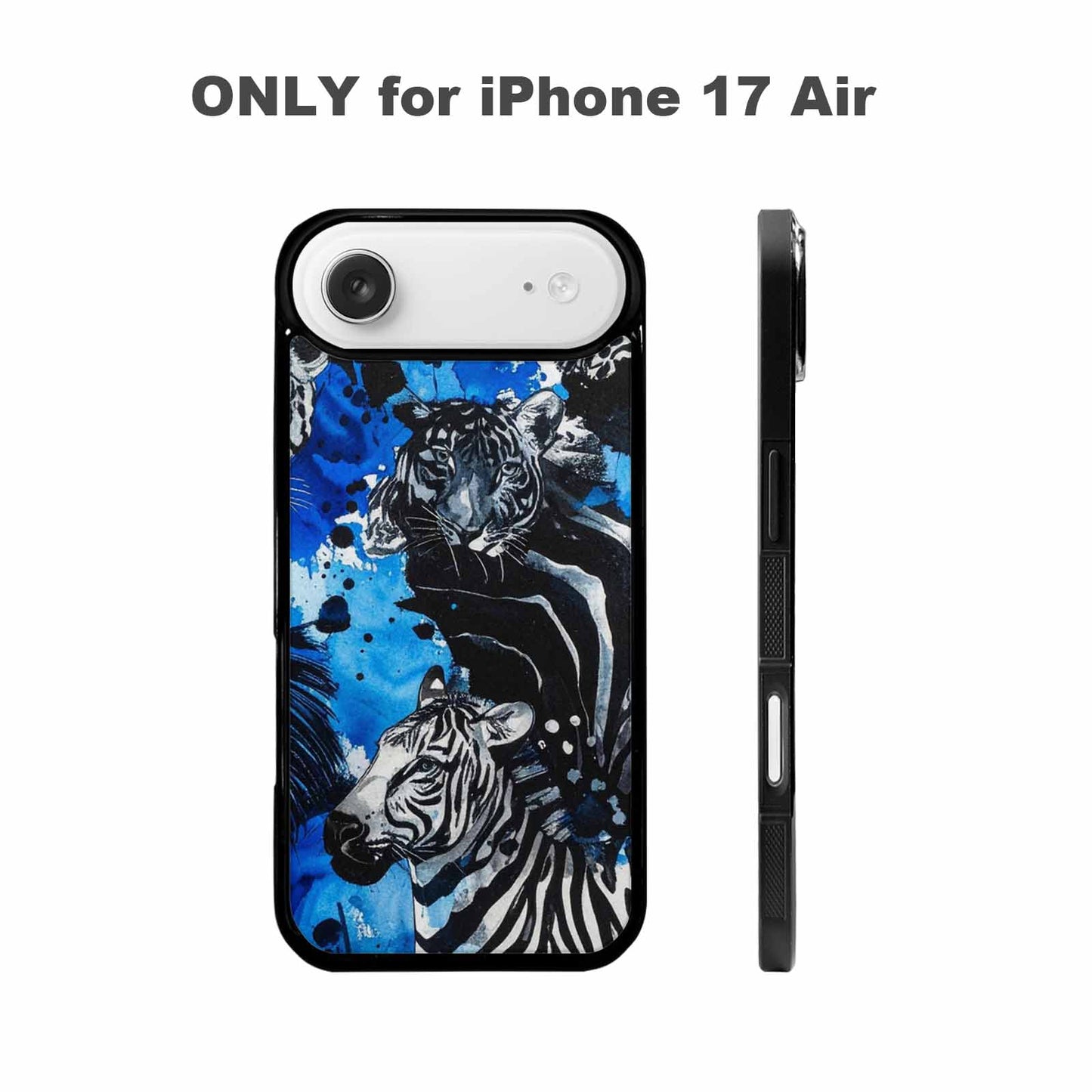 iPhone 17 Air Case — Animal Print Black Blue Ink Animal, Customized Protective Case