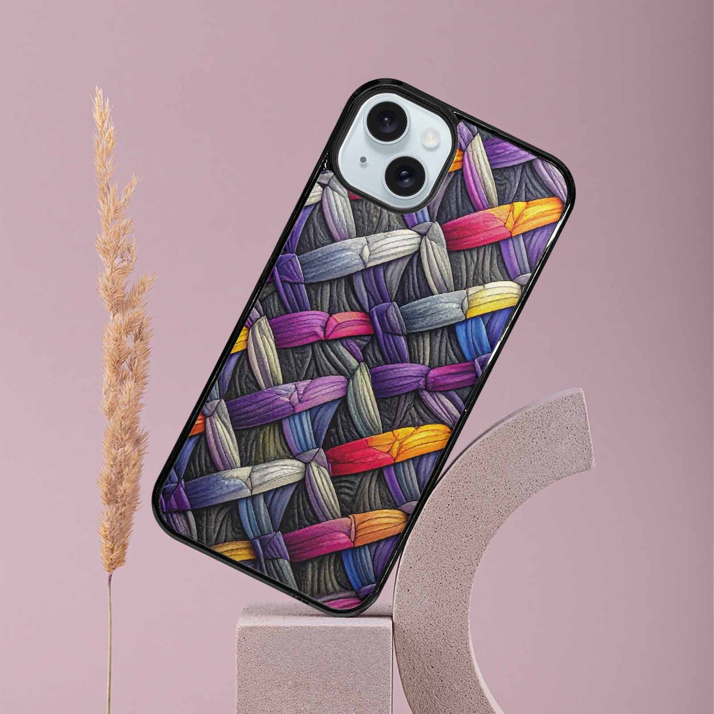 iPhone 15 Plus Case — Asexual Flag Color Theme Small Rainbow, Unique Phone Case Design
