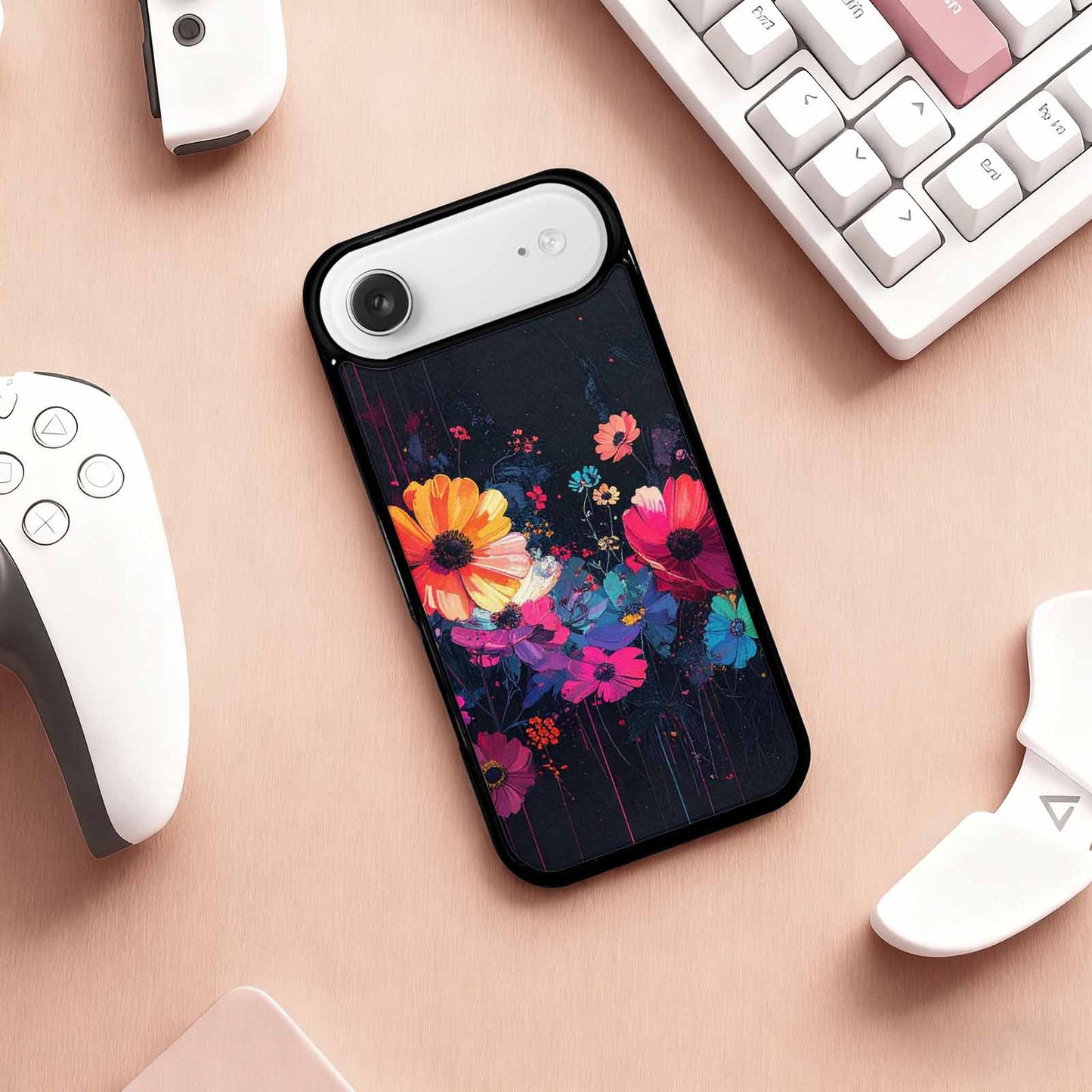 iPhone 17 Air Case — Shadowy Glitch Floral Pattern Hundreds Floral, Custom Art Phone Cover