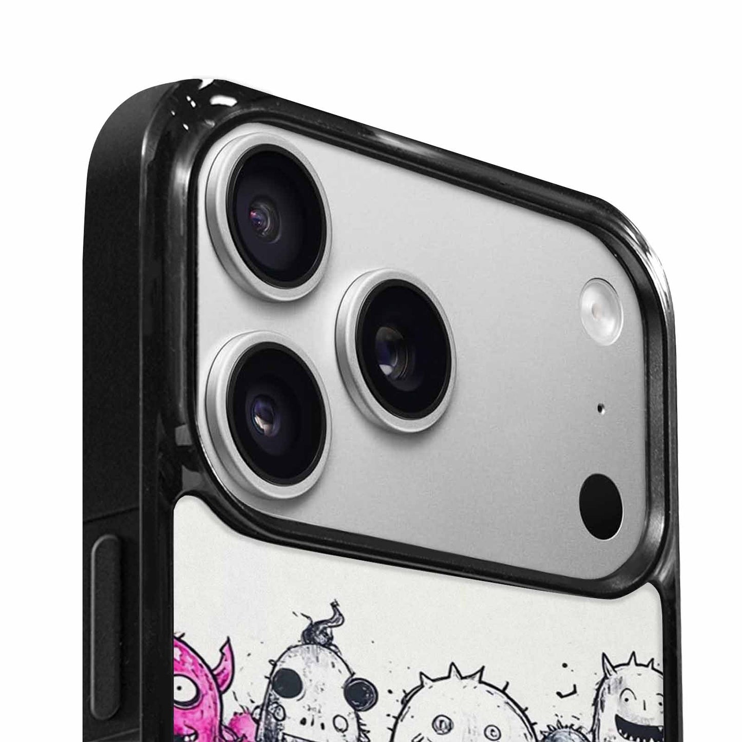 iPhone 17 Pro Case — Black Pink Ink Monsters General Cartoon, Original Design Phone Case
