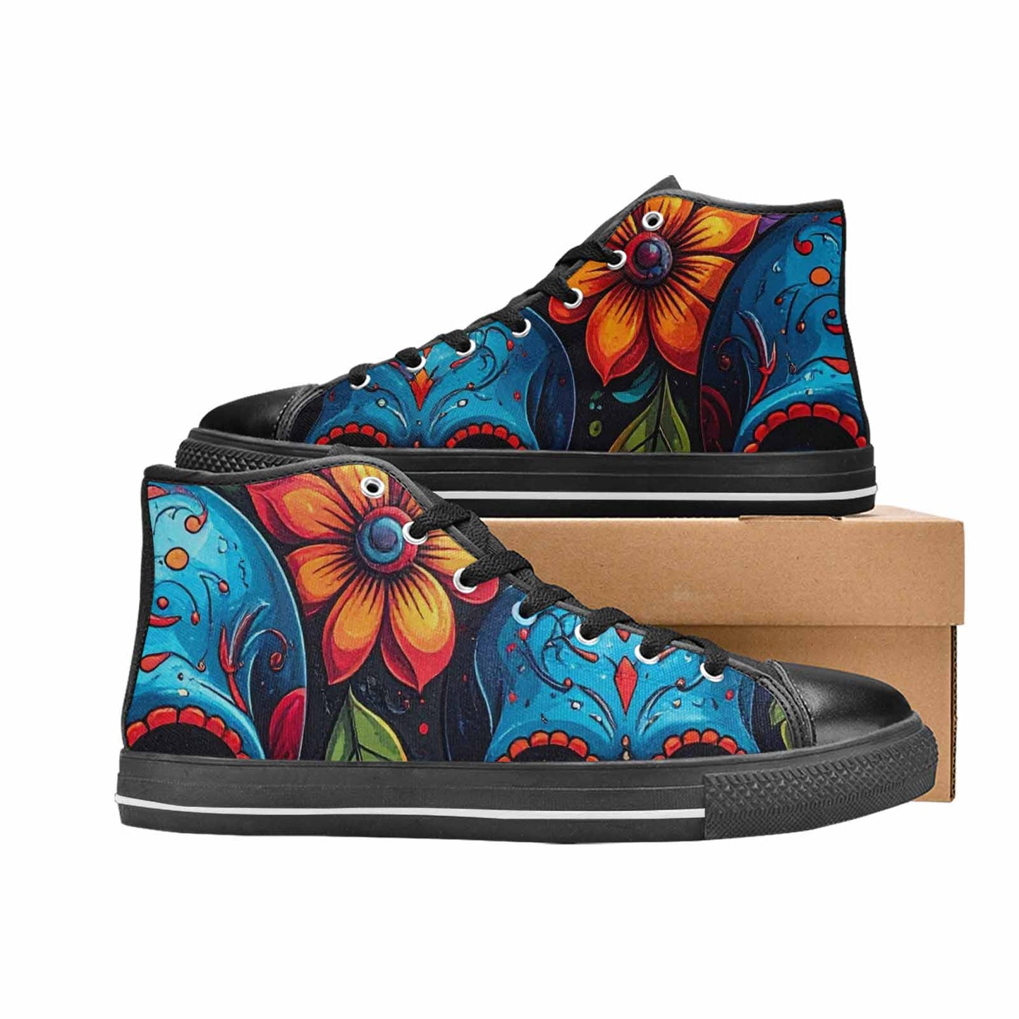 WOMEN'S Graffiti Skull High Top Canvas Dark Academia Custom Sneakers